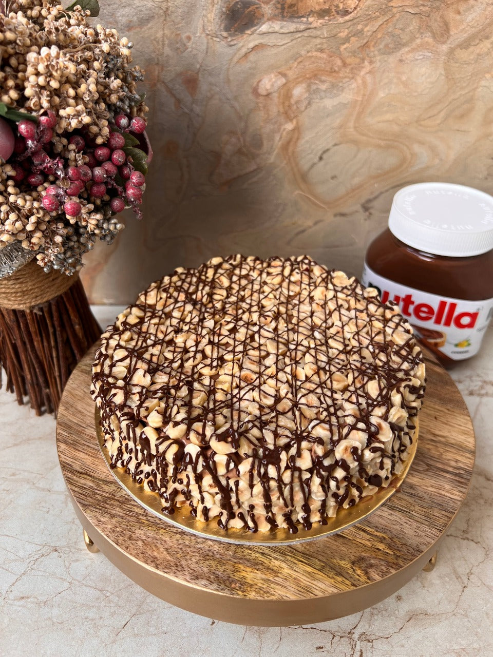 Nutella Layered Brownie Cake With Hazelnuts