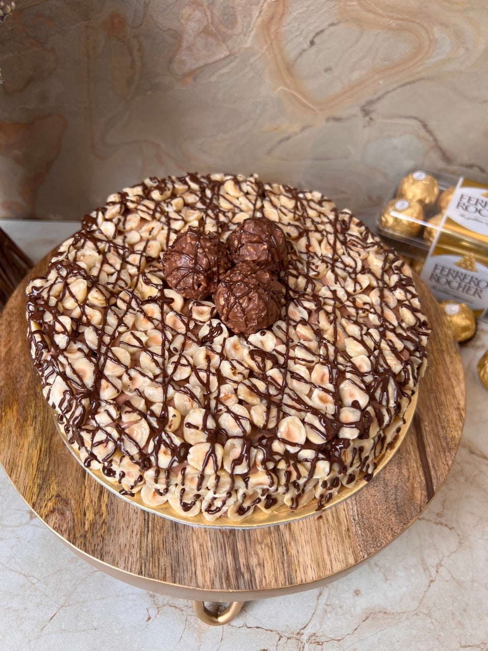 Ferrero Rocher Brownie Cake With Hazelnuts