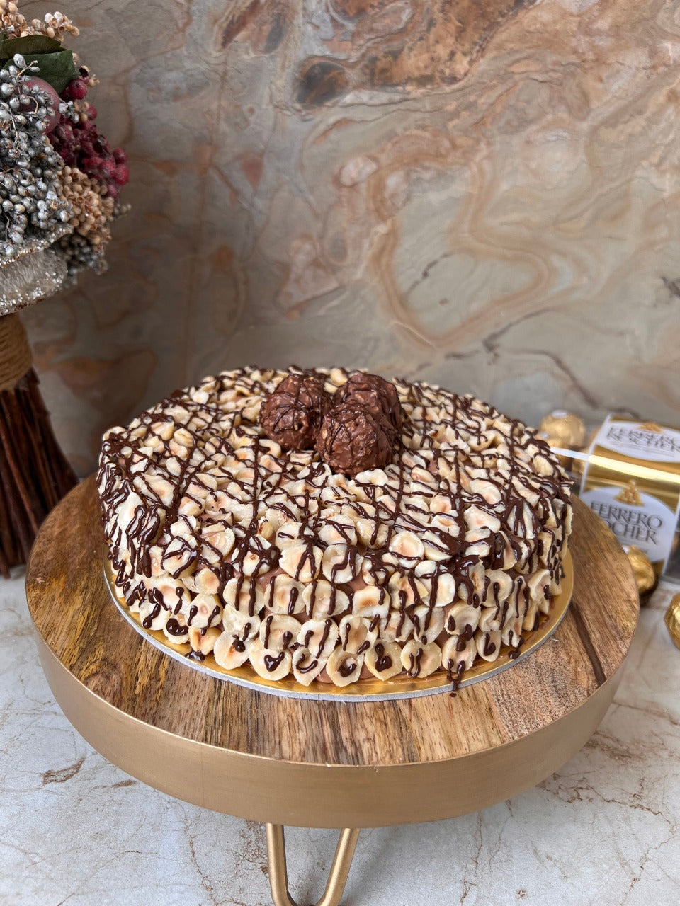 Ferrero Rocher Brownie Cake With Hazelnuts