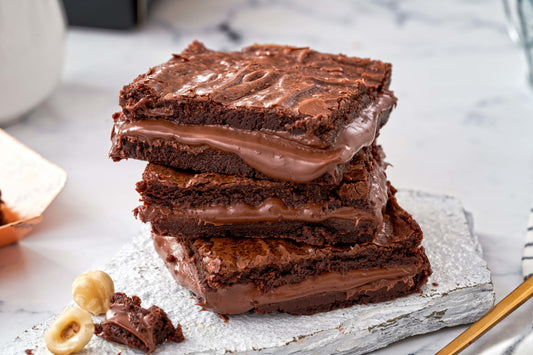 Eggless Nutella Stuffed Brownie